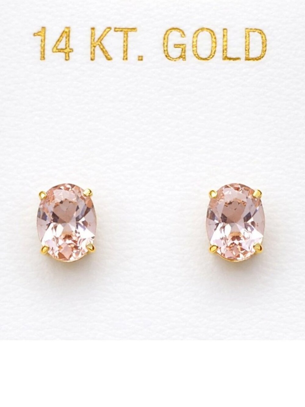 Genuine 1.20 Cts Morganite Stud Earrings 14k Gold